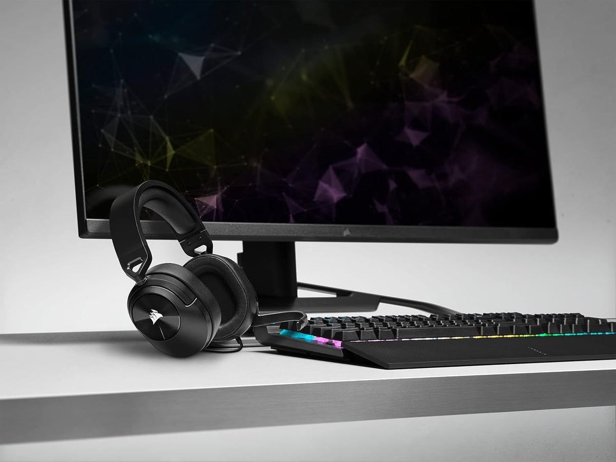 HS55 SURROUND Lightweight Multiplatform Wired Gaming Headset – Dolby 7.1 Surround Sound – iCUE Compatible – PC, Mac, PS5, PS4, Xbox, Nintendo Switch, Mobile – Carbon