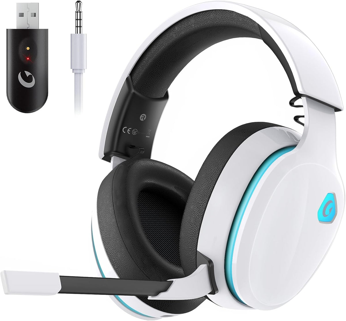 Gaming Headset, 2.4GHz Wireless Gaming Headphone for PS4, PS5, PC, Mac, 5.2 Bluetooth Headphone with Detachable Noise Canceling 3D Microphone, 3.5mm Wired Mode for Xbox Series