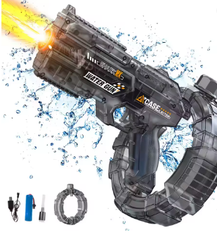 Space Electric Water Gun Energy Ring Burst Transformation LED Lights Large Capacity Full Auto Continuous Fire Squirt Gun Toy