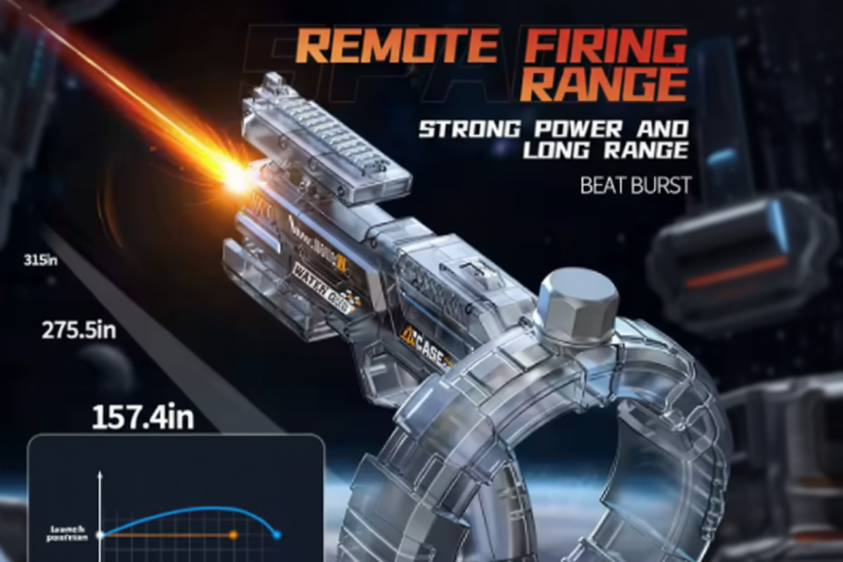 Space Electric Water Gun Energy Ring Burst Transformation LED Lights Large Capacity Full Auto Continuous Fire Squirt Gun Toy